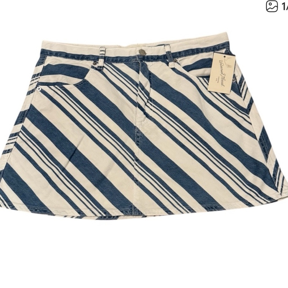 Universal Thread Blue and White Striped Mini Skirt